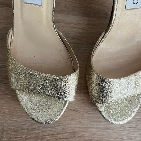 Jimmy Choo Kayden Gold Patent Platform Stiletto Heels - Picture 9 of 16